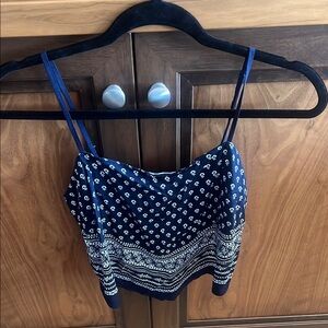 Navy Blue Bandana Patterned Women's Top